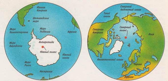 Карта южный полюс и северный полюс