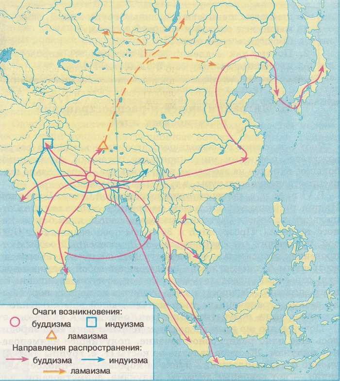 Карта возникновения буддизма